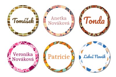NAŽEHLOVACÍ jmenovky ABSTRAKTNÍ 25mm (30ks)