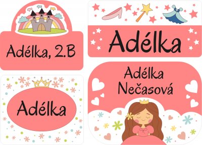 Sada PRINCEZNA mini štítky (60ks)