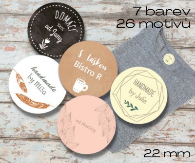 Nažehlovací MINI štítky HANDMADE 22mm (42KS)