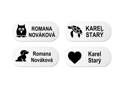 BÍLÁ jmenovka IKONA 35x15 mm (44ks)