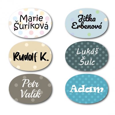 MA - jmenovka MINI Puntíky 22x15mm (33ks)