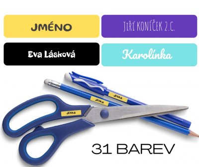 MA - OBDÉLNÍK BARVY jmenovky na psací potřeby 30x 7mm (40ks)