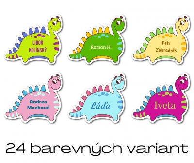 MA - Dinosaurus jmenovka 34x29mm (12ks)