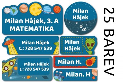 Sada VESMÍR jmenovky (42ks)